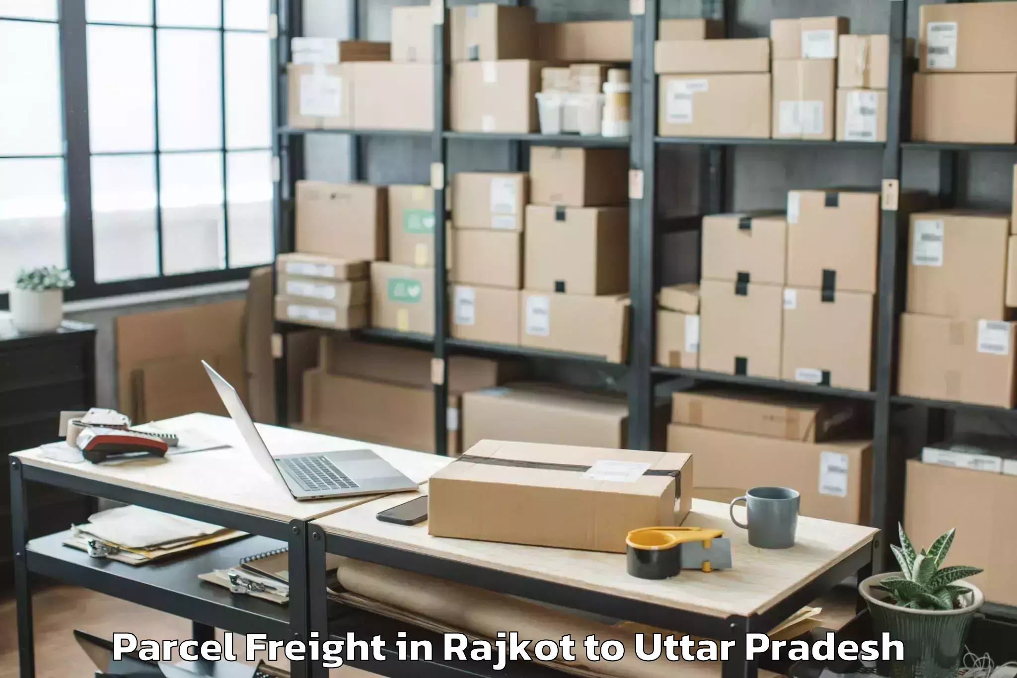 Easy Rajkot to Barsana Parcel Freight Booking